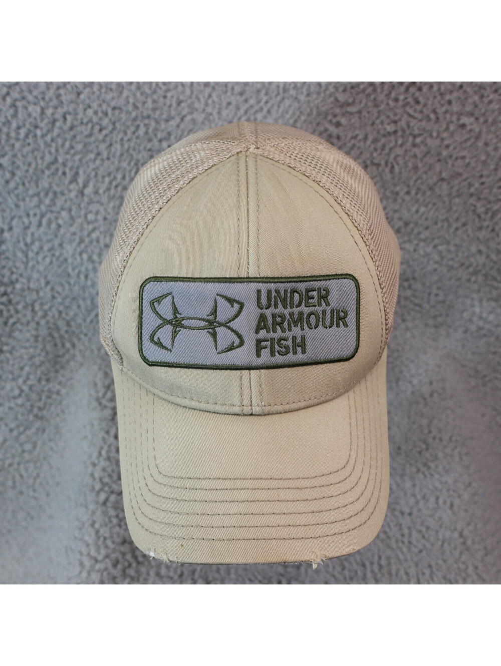 Under Armour Fish Trucker Hat Tan Khaki Mesh Back Snapback